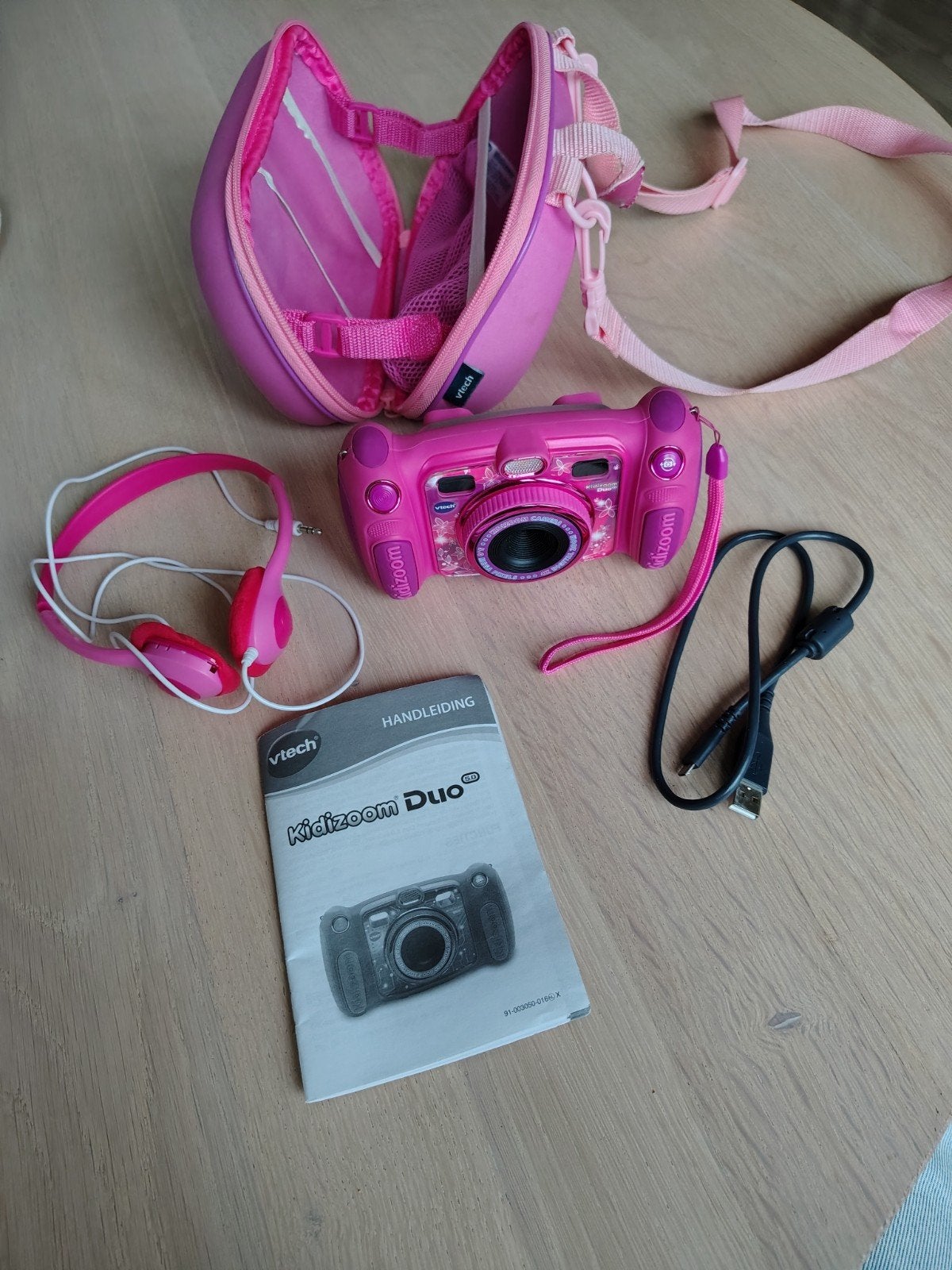 VTech Kidizoom Duo 5.0 Kindercamera met tas en koptelefoon, Audio, Tv en Foto, Fotocamera's Digitaal, Zo goed als nieuw, Kindercamera
