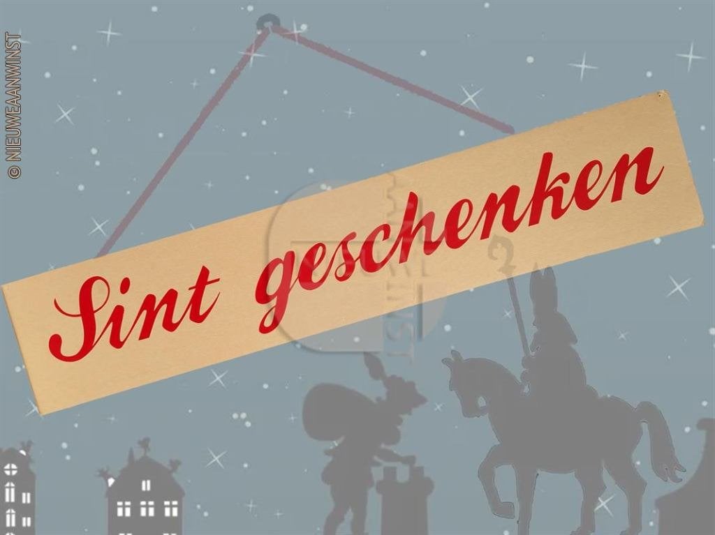 Nostalgische Sinterklaas banner 'Sint geschenken' - 70cm, Diversen, Sinterklaas, Gebruikt, Verzenden