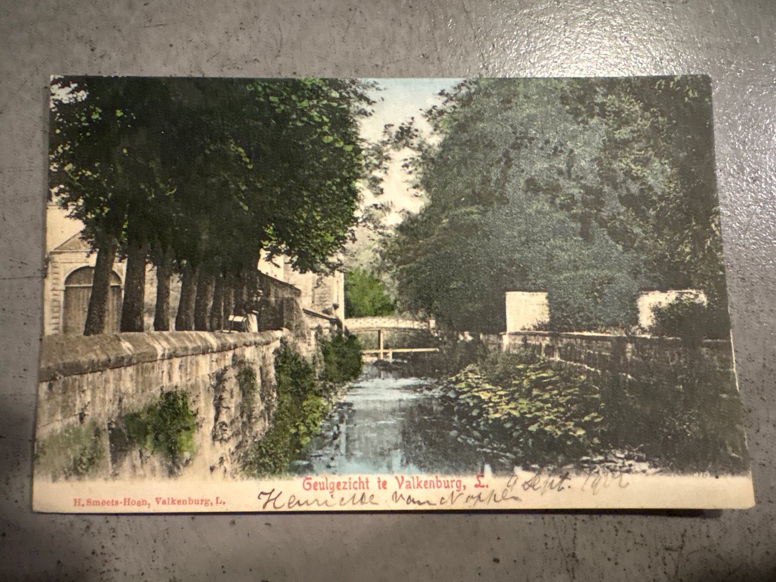 Oude briefkaart: Geulzicht te Valkenburg, Limburg (1908), Ophalen of Verzenden, Voor 1920, Gelopen, Limburg