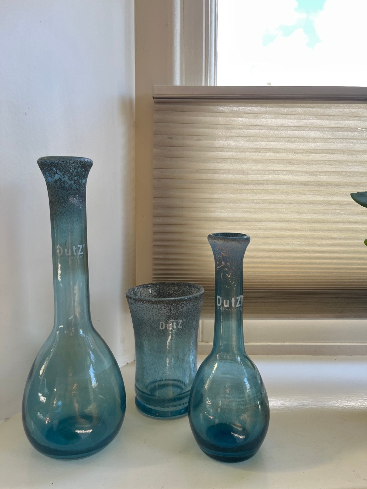 DutZ Vazen Set - 3 Stuks, Blauw Glas, Huis en Inrichting, Ophalen of Verzenden, Zo goed als nieuw, Blauw, Glas