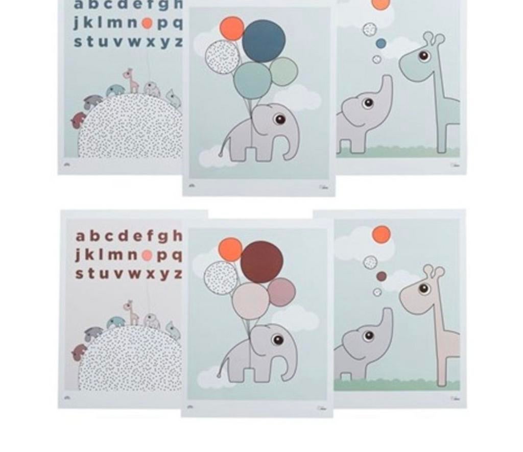 Done by Deer poster print schilderij alfabet giraf olifant, Kinderen en Baby's, Ophalen of Verzenden, Wanddecoratie