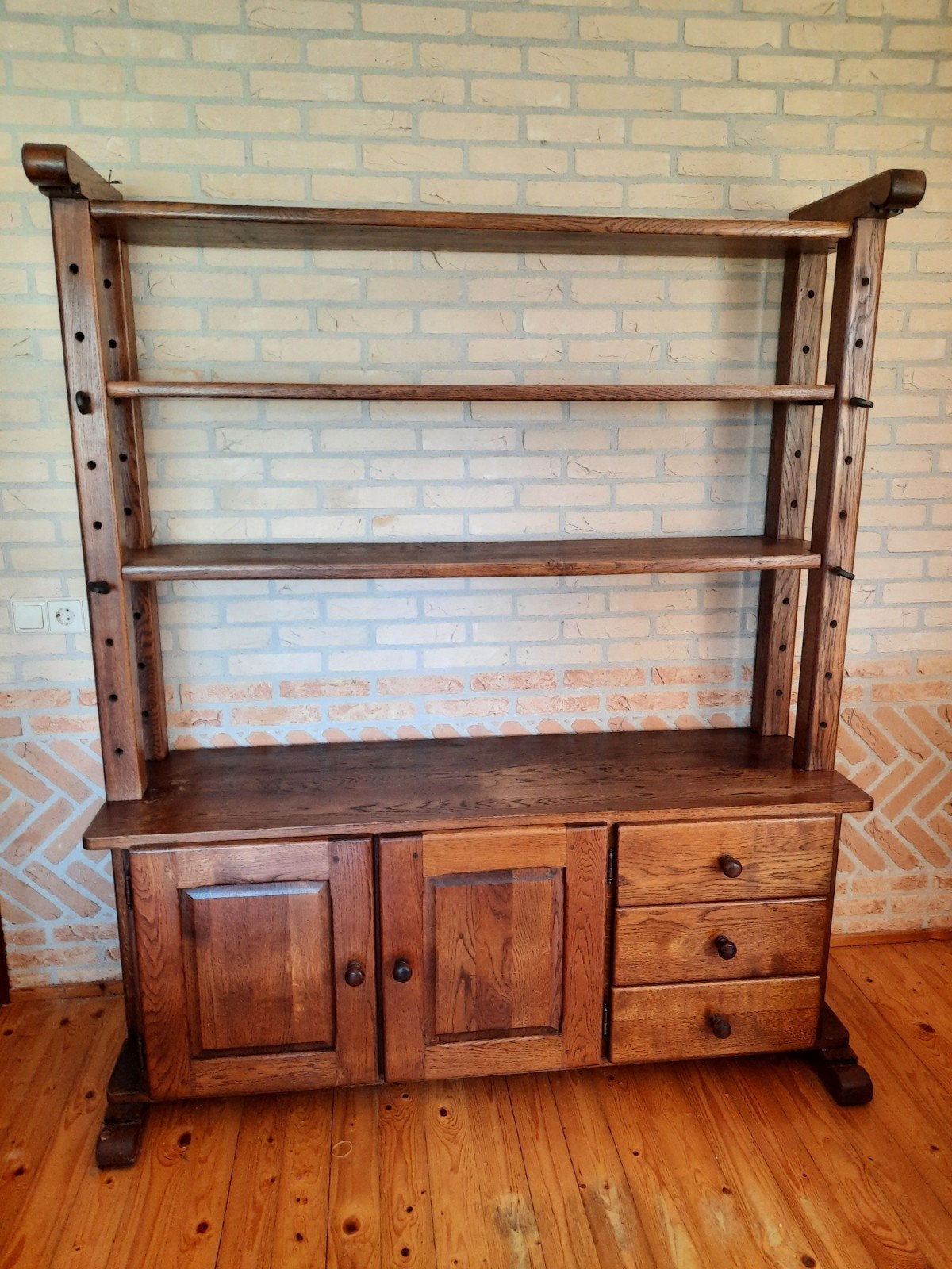 Robuuste eikenhouten kaaskast / boekenkast, Ophalen, Gebruikt, 100 tot 150 cm, Eikenhout