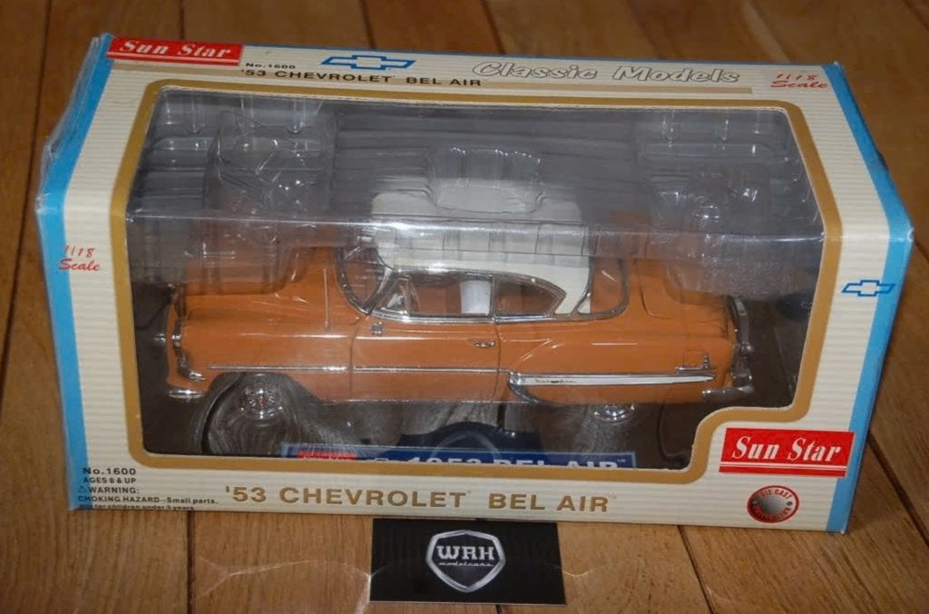 1:18 CHEVROLET BEL AIR 1953 Sun star diecast in box WRH, Verzenden, Zo goed als nieuw, Auto, ERTL