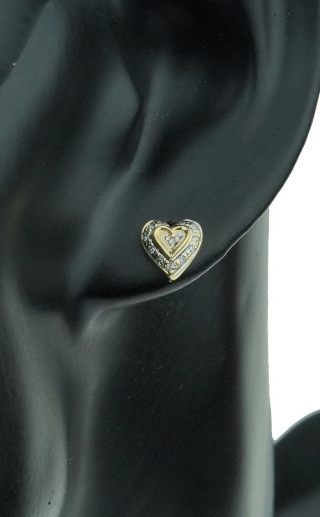 Diamanten hart 14k gouden fraai set oorbellen steker dame, Voordeelsieraden, Ophalen of Verzenden, Zo goed als nieuw, Met edelsteen