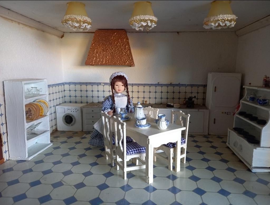 Prachtig houten poppenhuis grachten pand meubeltjes popjes, Ophalen, Zo goed als nieuw, Poppenhuis