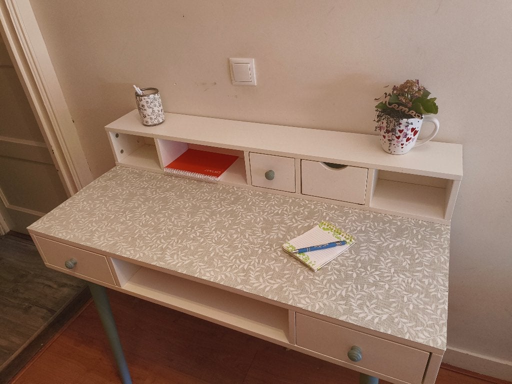 Bureau met opbergruimte en lades, Gebruikt, 110 cm, Hout, Vintage