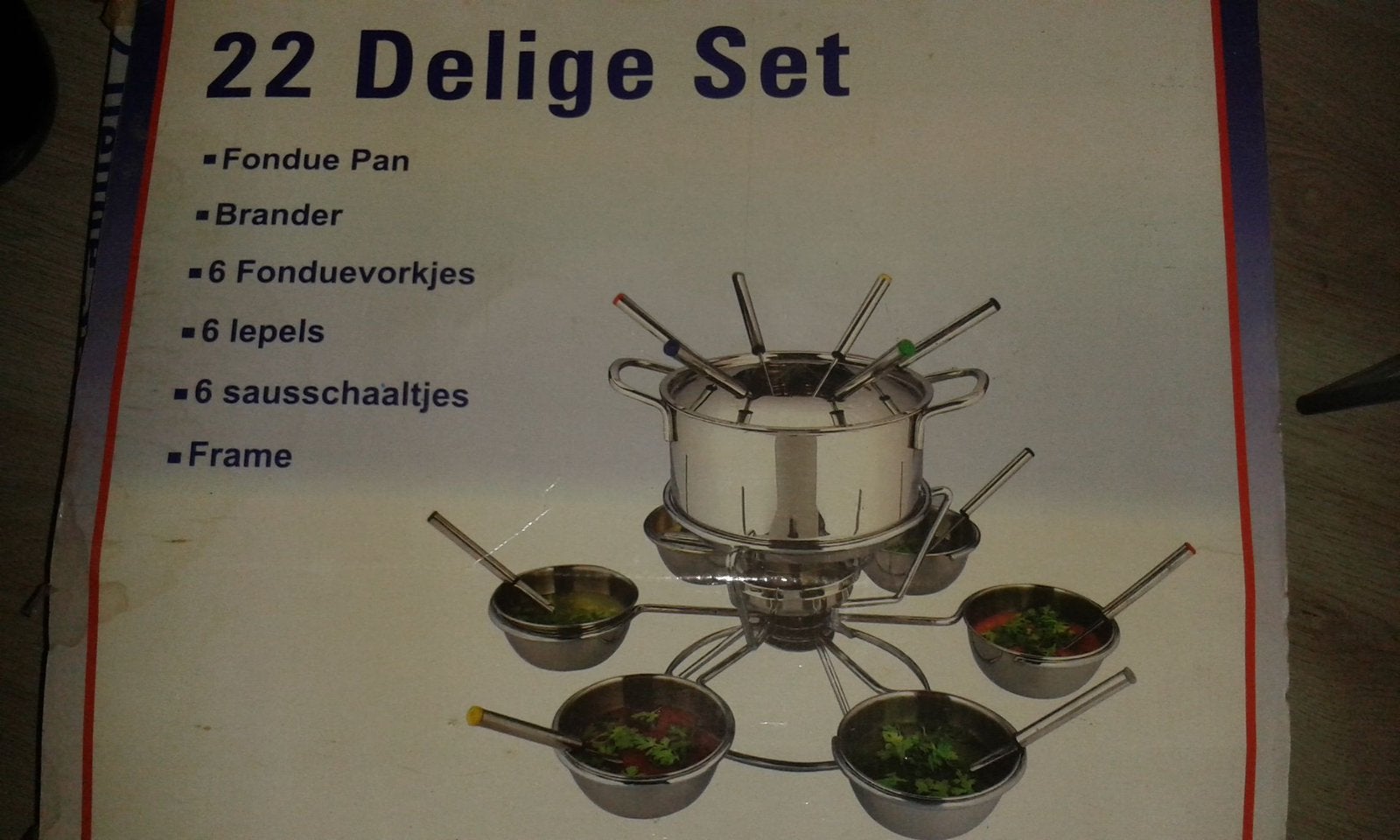 Nieuwe 22-delige fondue set te koop., Ophalen of Verzenden, Nieuw, Brander, Fondueset