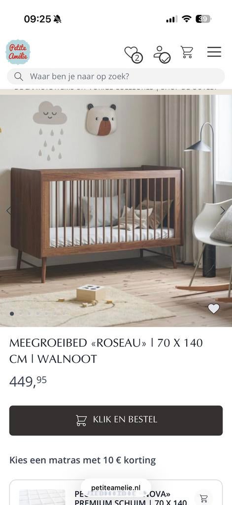 Meegroeibed 70x140 + toebehoren van petite amelie roseau, Ophalen of Verzenden, Zo goed als nieuw, Jongetje of Meisje