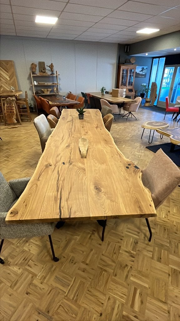 Grote massief eiken vergadertafel eettafel ca 420x110 cm, Ophalen, 100 tot 150 cm, Eikenhout, Vijf personen of meer