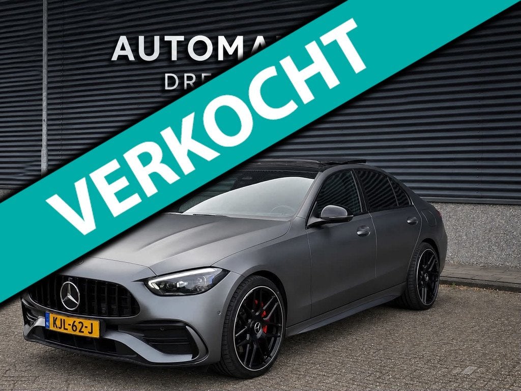 Mercedes-Benz C-klasse 300 e AMG Line C63 Magno Mat/ Pano/36, Achterwielaandrijving, Gebruikt, 4 cilinders, Met garantie (alle)