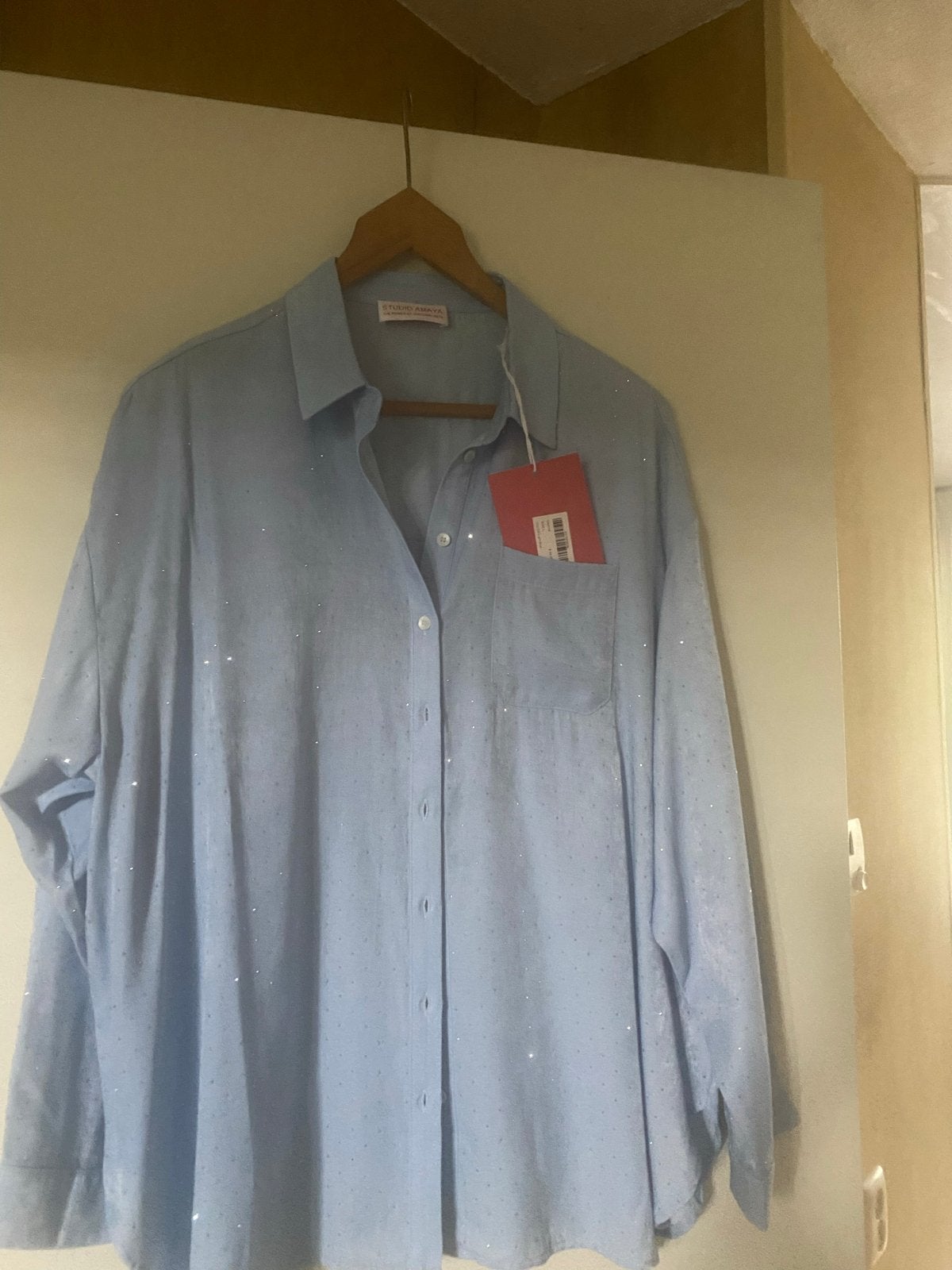 Nieuwe Studio Amaya  blouse Lichtblauw met glitters, Ophalen of Verzenden, Nieuw, Maat 46/48 (XL) of groter, Blauw