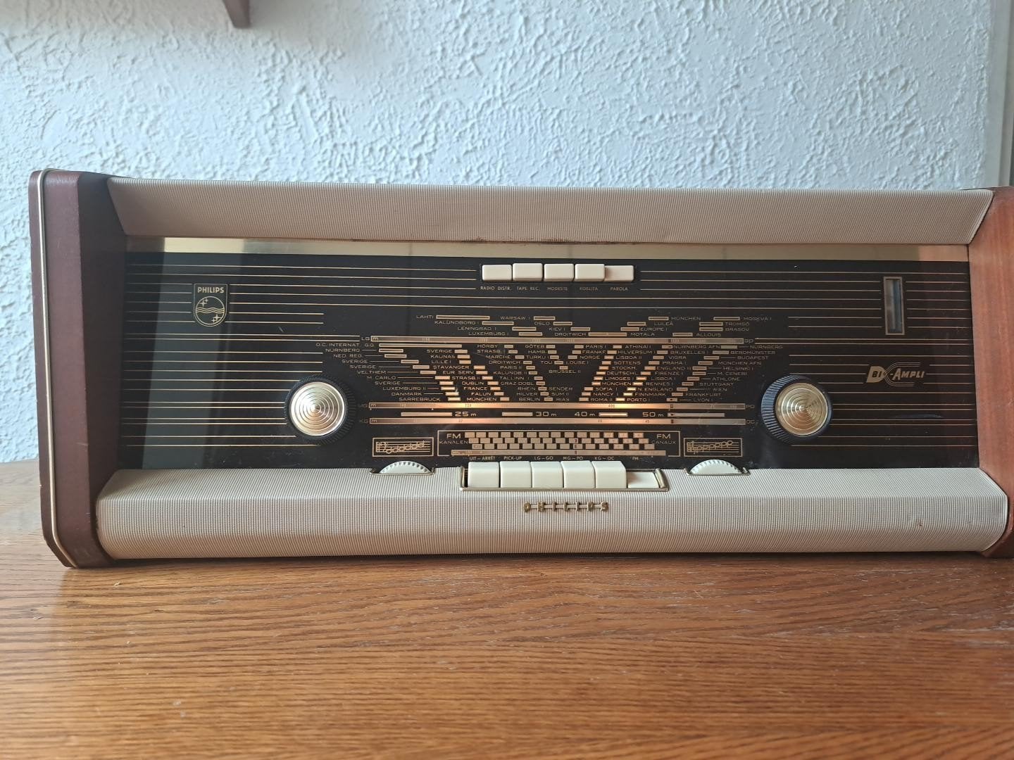 Philips B5X84A Bi-Ampli buizenradio uit 1958 – werkend, Antiek en Kunst, Ophalen
