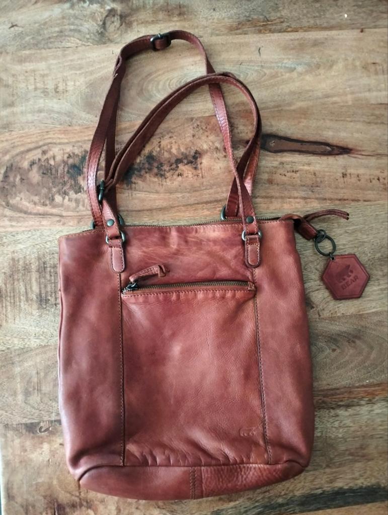 Bear Design Leren Rugzak Handtas - Cognac, Sieraden, Tassen en Uiterlijk, Tassen | Damestassen, Ophalen of Verzenden, Zo goed als nieuw