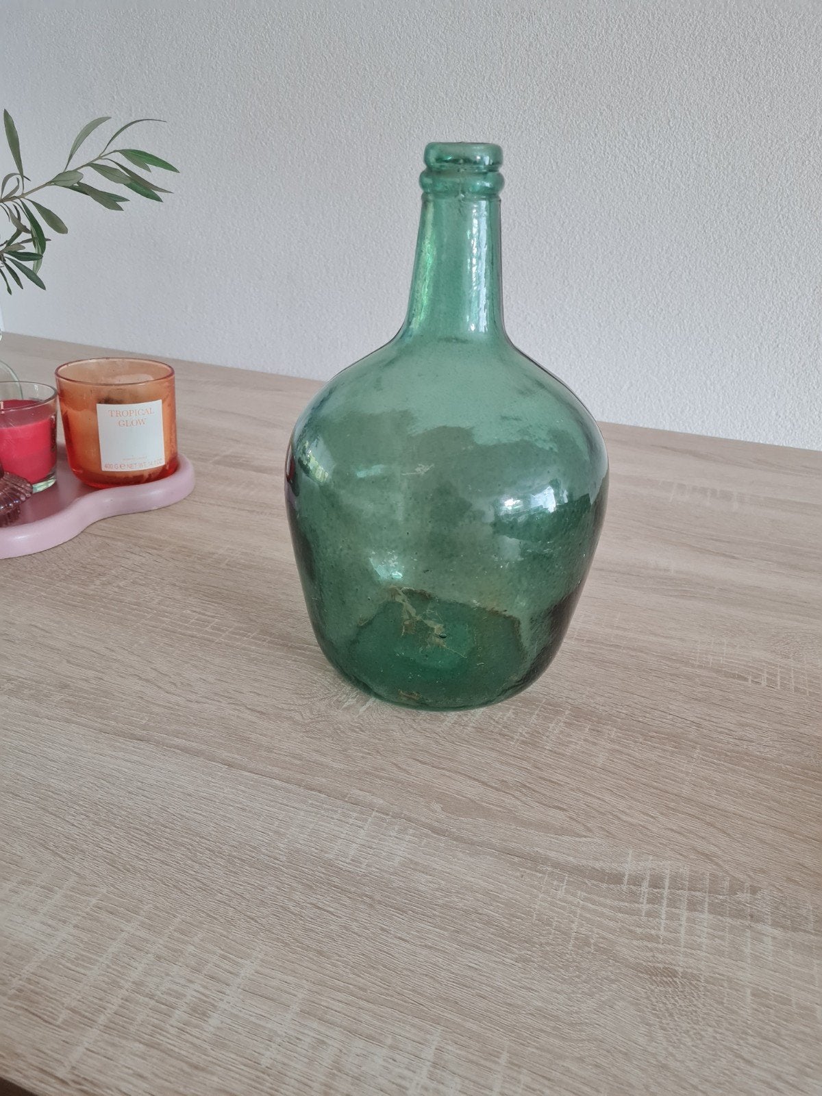 Vintage Groene Glazen Fles - Decoratieve Vaas, Ophalen