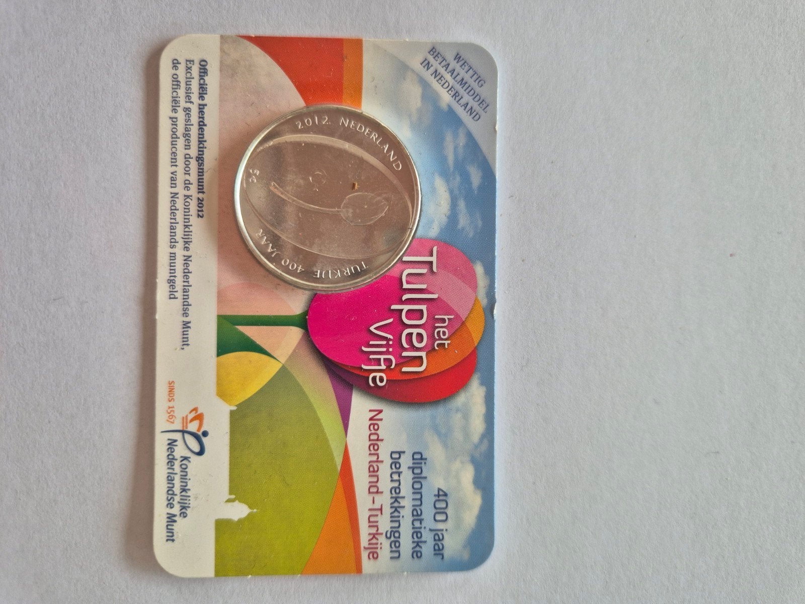 Zwaar verzilverde 5 euro munt 'Het Tulpen Vijfje' 2012, Ophalen of Verzenden, Koningin Beatrix, Euro's, Losse munt