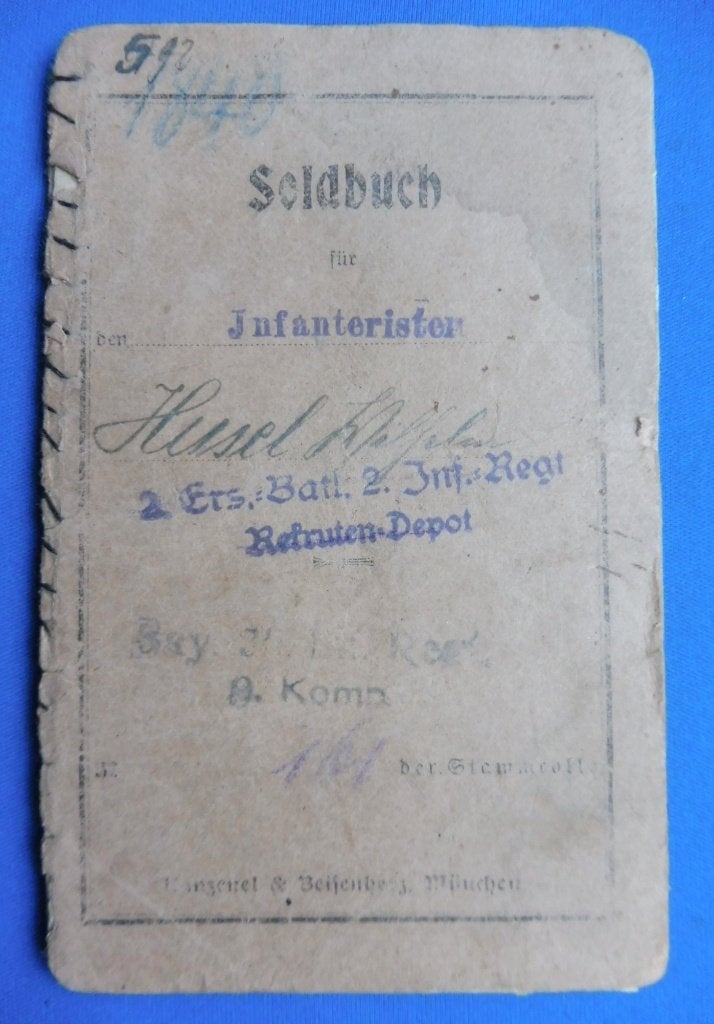 WO1 Duits Soldbuch schutter MG08/15 Passchendaele 14-18, Verzamelen, Verzenden, Landmacht, Duitsland, Overige typen