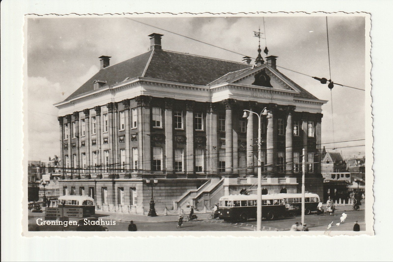 GRONINGEN STADHUIS GEMEENTE TRAM TROLLEY, DIESEL STADSBUSSEN, Ophalen of Verzenden, 1940 tot 1960, Ongelopen, Groningen