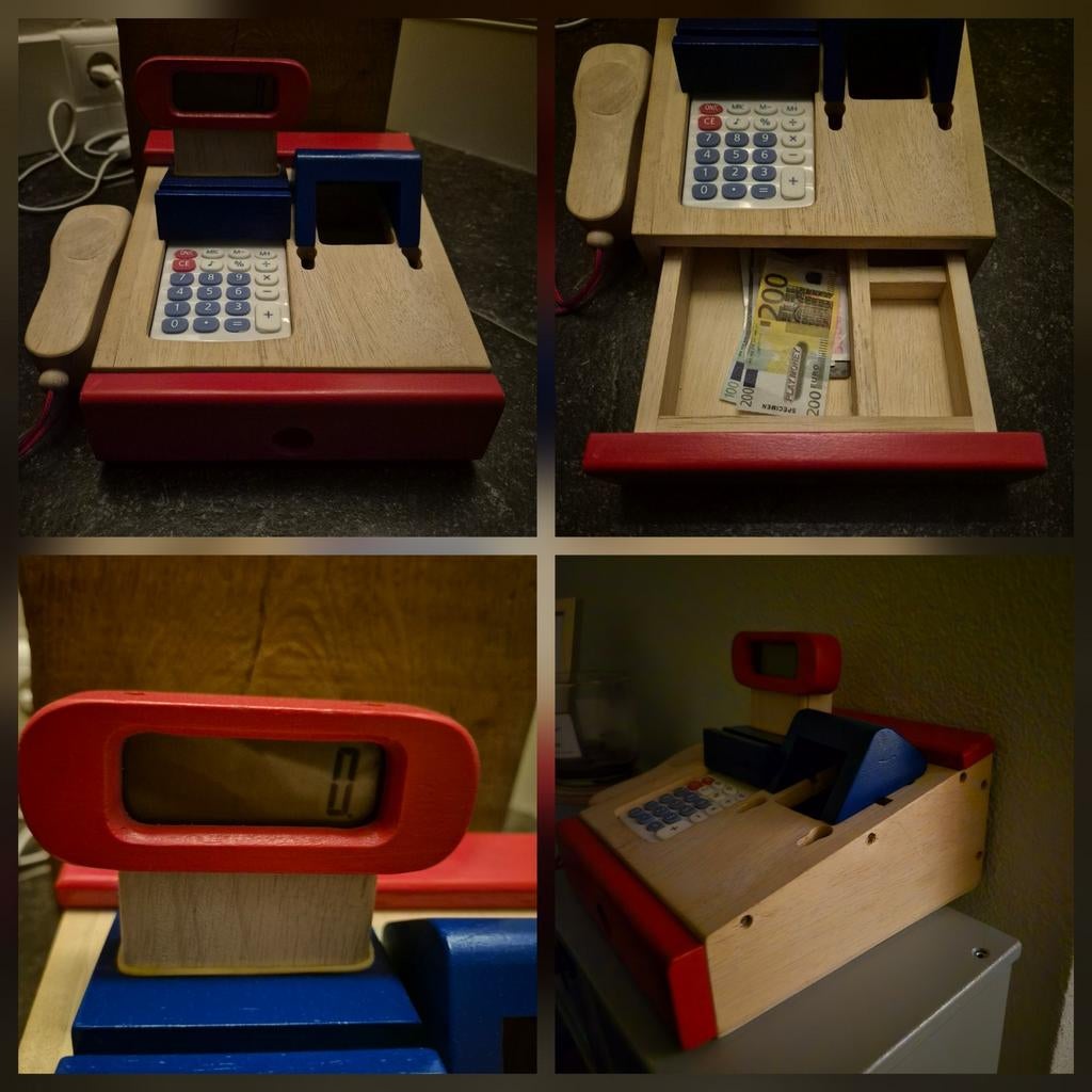 Houten speelgoed kassa met accessoires, Kinderen en Baby's, Speelgoed | Overig, Ophalen of Verzenden