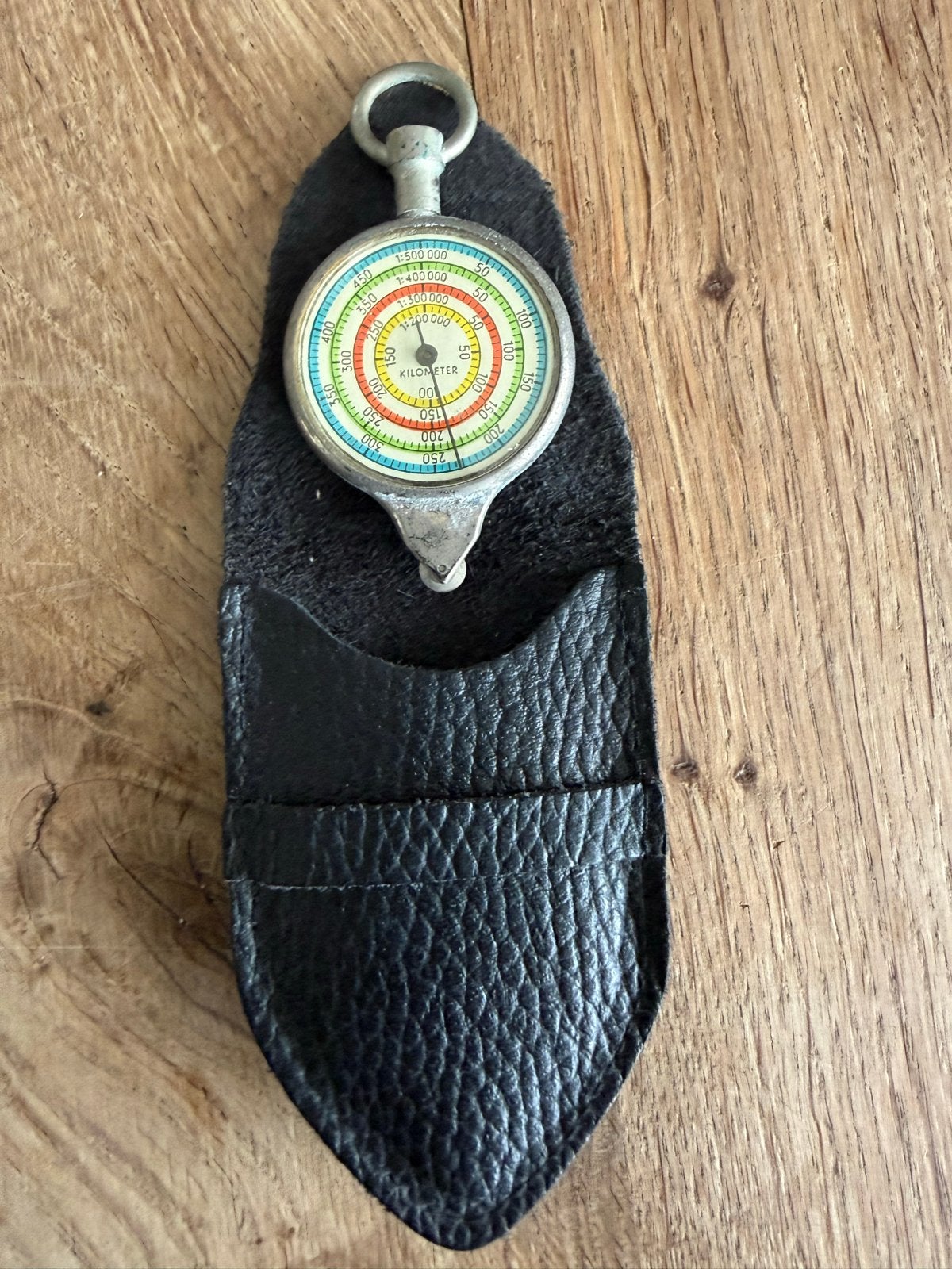 Vintage Kaartmeter Kilometerteller met Leren Etui, Ophalen of Verzenden