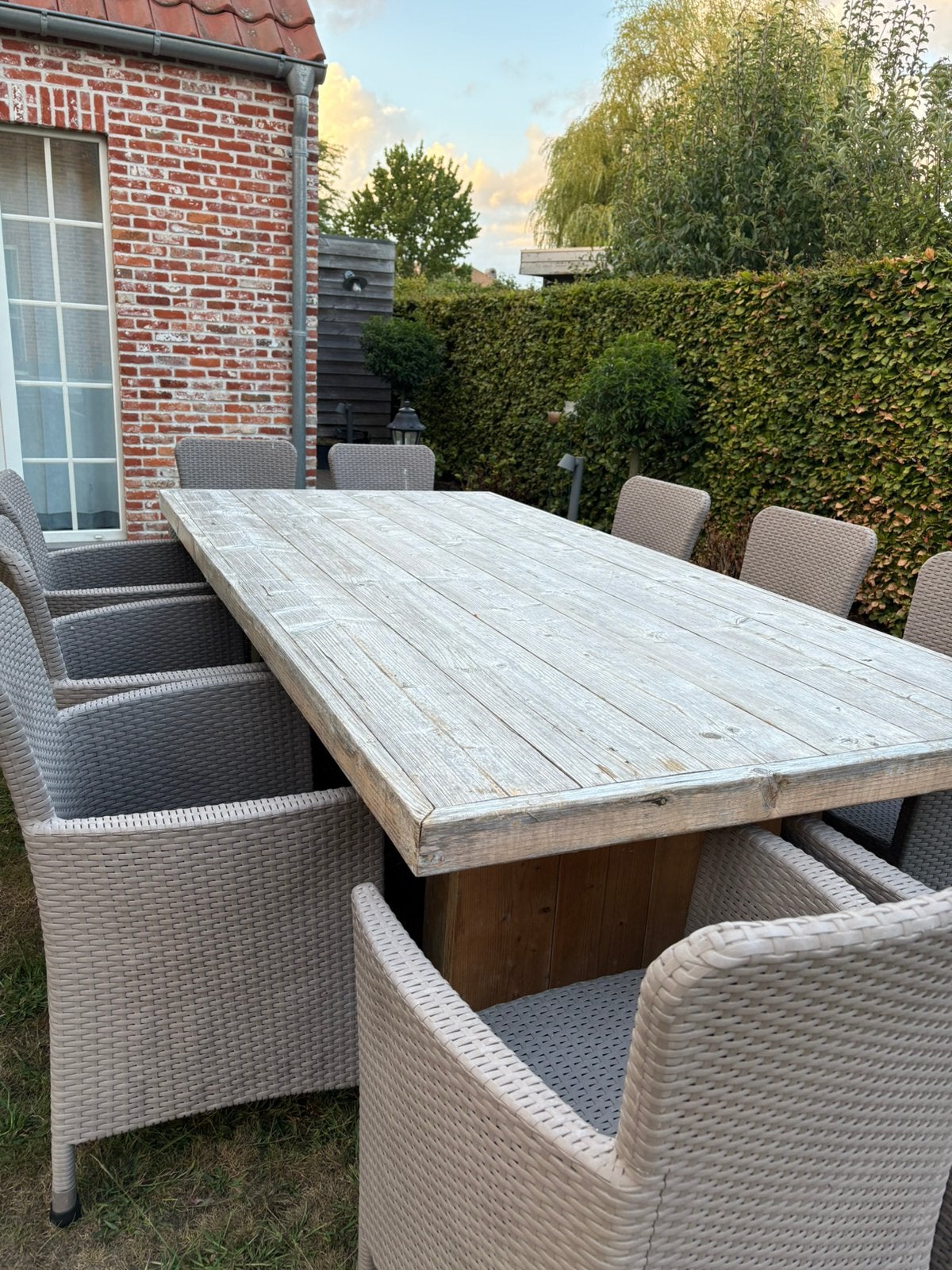 Tuintafel en 10 tuinstoelen, Tuin en Terras, Tuinsets en Loungesets, Ophalen, Gebruikt, Meer dan 8 zitplaatsen, Tuinset