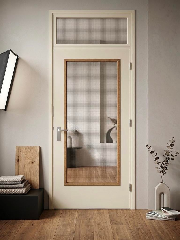 Brandvertragende deur + aluminium kozijn + bovenlicht 211/93, Ophalen, Gebruikt, Binnendeur, Metaal