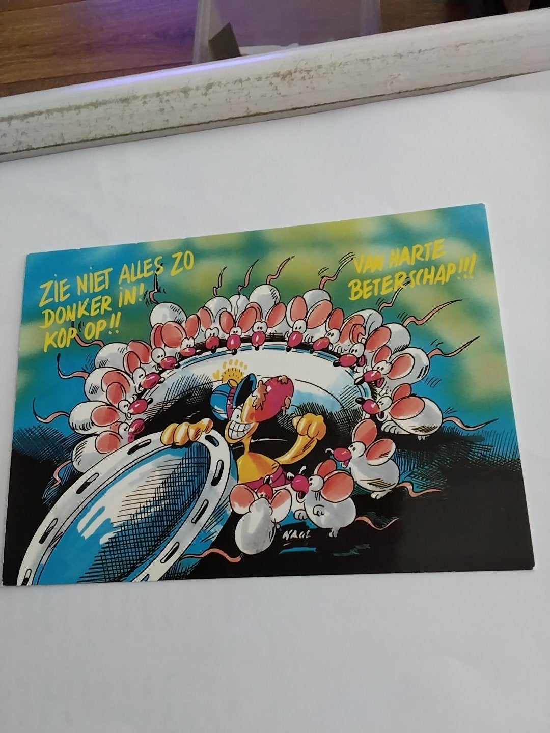 Vintage Beterschapskaart met muizen en stripfiguur, Ophalen of Verzenden, 1980 tot heden, Ongelopen
