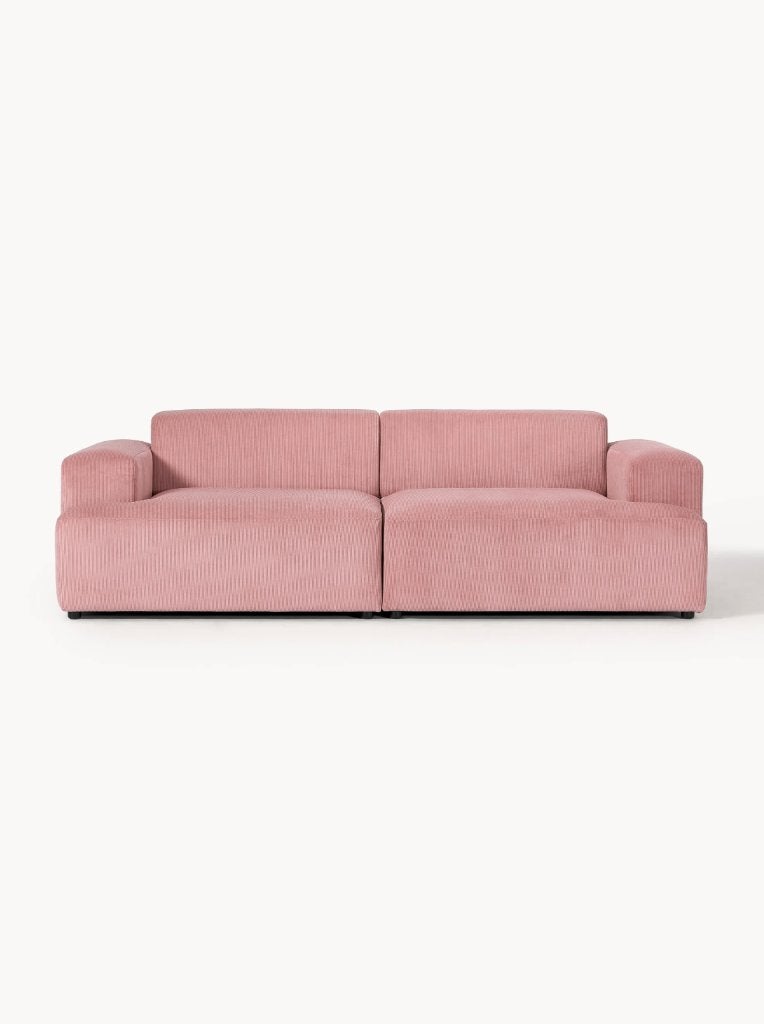 Westwing Melva roze bank 3zits, Ophalen, 75 tot 100 cm, Driepersoons, Stof