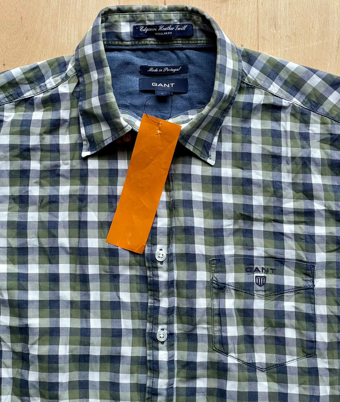 GANT design overhemd shirt blok patroon groen / blauw L, Ophalen of Verzenden, Overige kleuren, Halswijdte 41/42 (L)