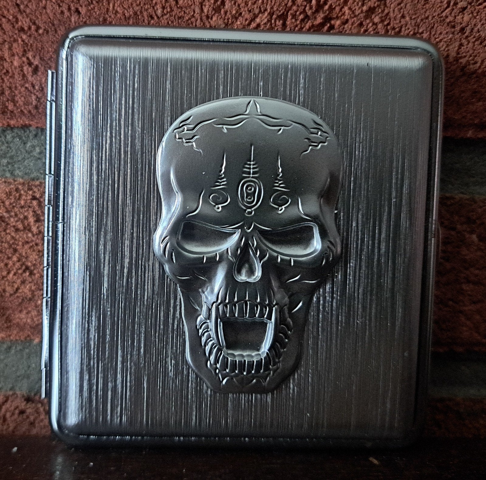 Metalen Skull sigarettenkoker voor 20 sigaretten, zilver., Ophalen of Verzenden, Nieuw, Overige typen