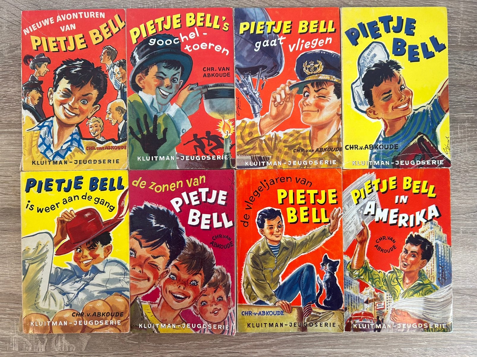 8 vintage Pietje Bell boeken - Chris van Abcoude, Boeken, Ophalen of Verzenden, Gelezen
