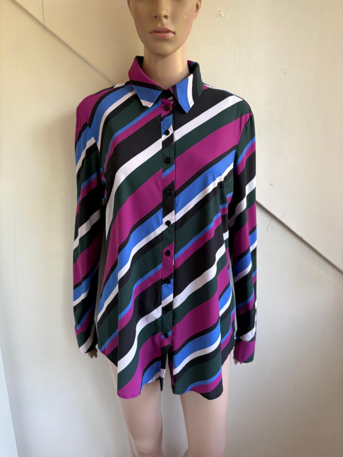 Studio Anneloes travelstof blouse maat xl 42 gestreept, Ophalen of Verzenden, Zo goed als nieuw, Maat 42/44 (L), Roze