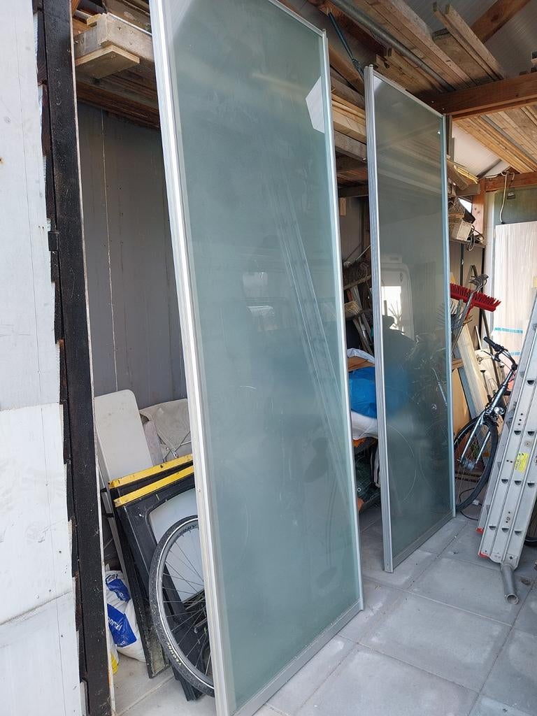 Schuifdeuren 3x, Doe-het-zelf en Verbouw, Kozijnen en Schuifpuien, Overige typen, Metaal, Inclusief glas, 225 cm of meer