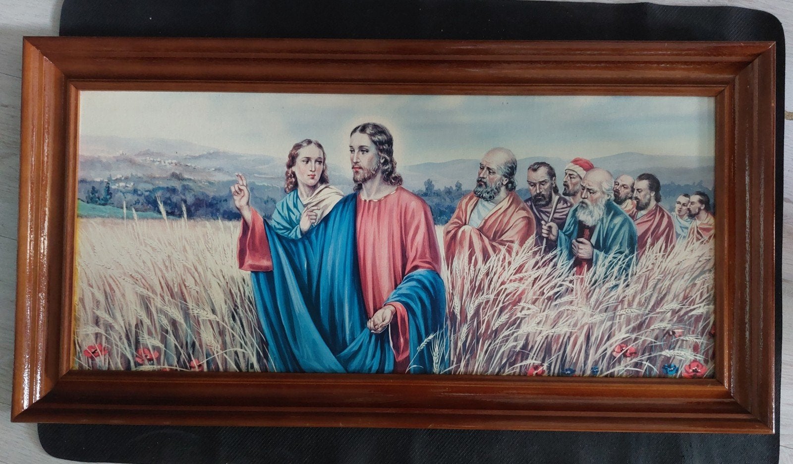 Klassiek schilderij: Jezus en discipelen in korenveld, Antiek en Kunst, Kunst | Schilderijen | Klassiek, Ophalen of Verzenden