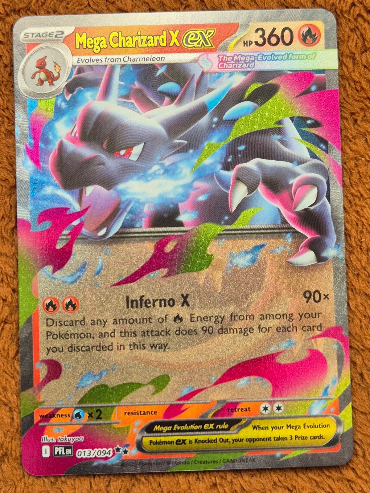 Mega Charizard X Ex- 013/094 - Phantasmal Flames  (PFL 013), Ophalen of Verzenden, Nieuw, Losse kaart