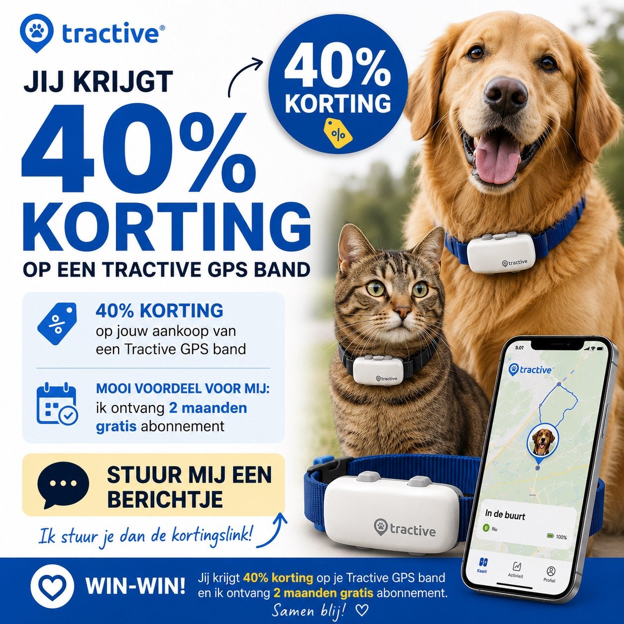40% korting op Tractive GPS-huisdiertracker, Eén persoon, Kortingsbon