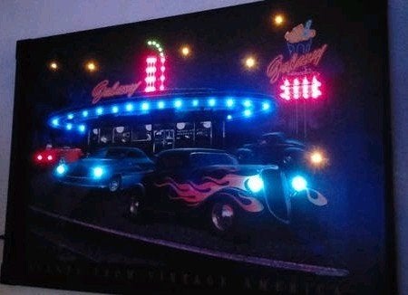 Led poster cars "scenes from vintage America, Ophalen, Minder dan 50 cm, Foto of Poster