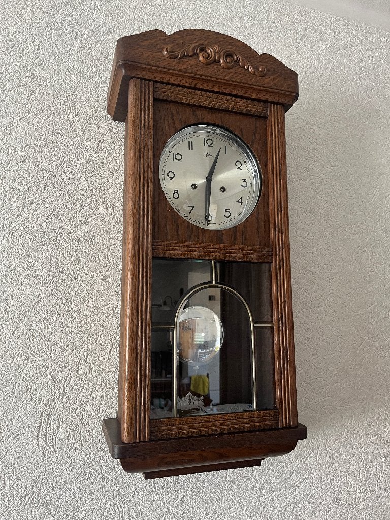 Silva houten wandklok met slinger – klassieke pendule, Antiek en Kunst, Ophalen