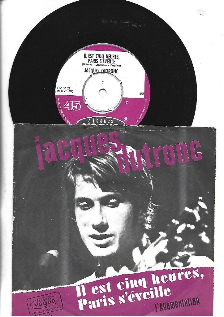 JACQUES DUTRONC SINGLE 7" IL EST CINQ HEURES 1968, 7 inch, Ophalen of Verzenden, Pop, Overige typen