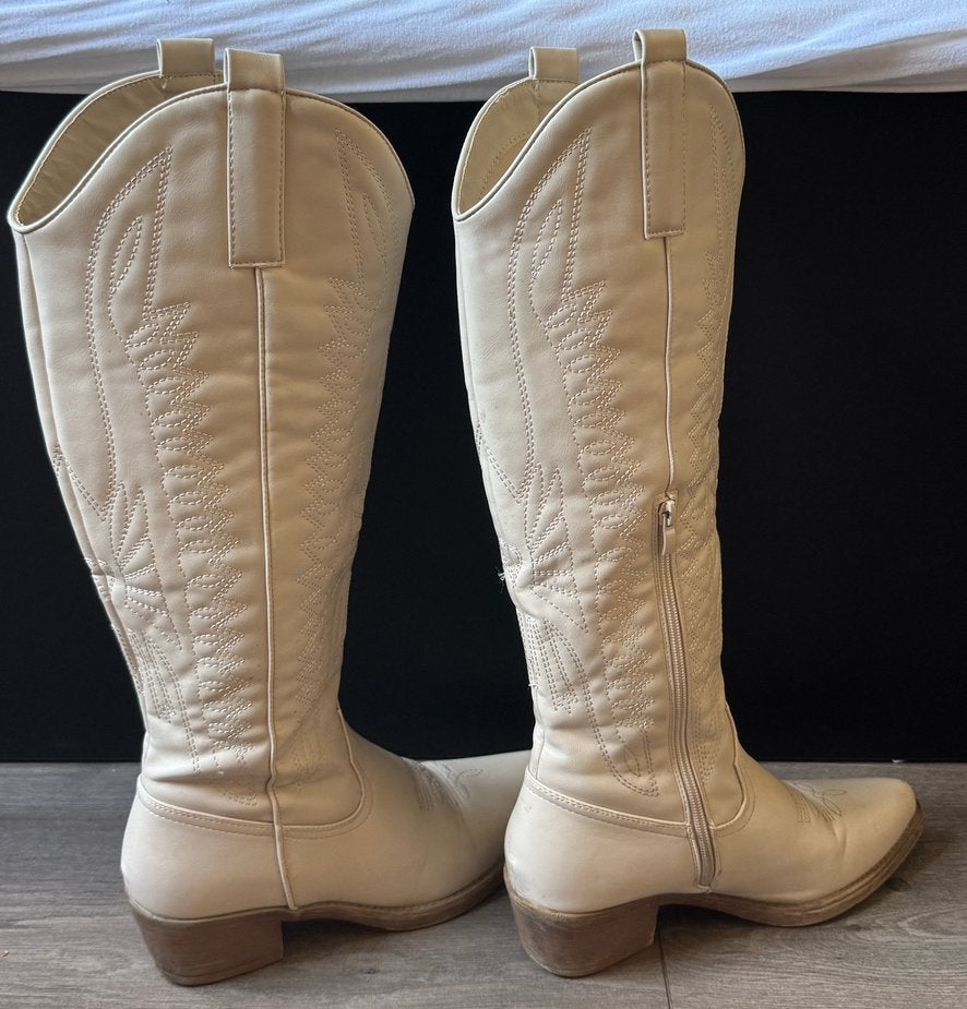 Cowboylaarzen beige maat 40, Hoge laarzen, Beige, Ophalen of Verzenden, Gedragen