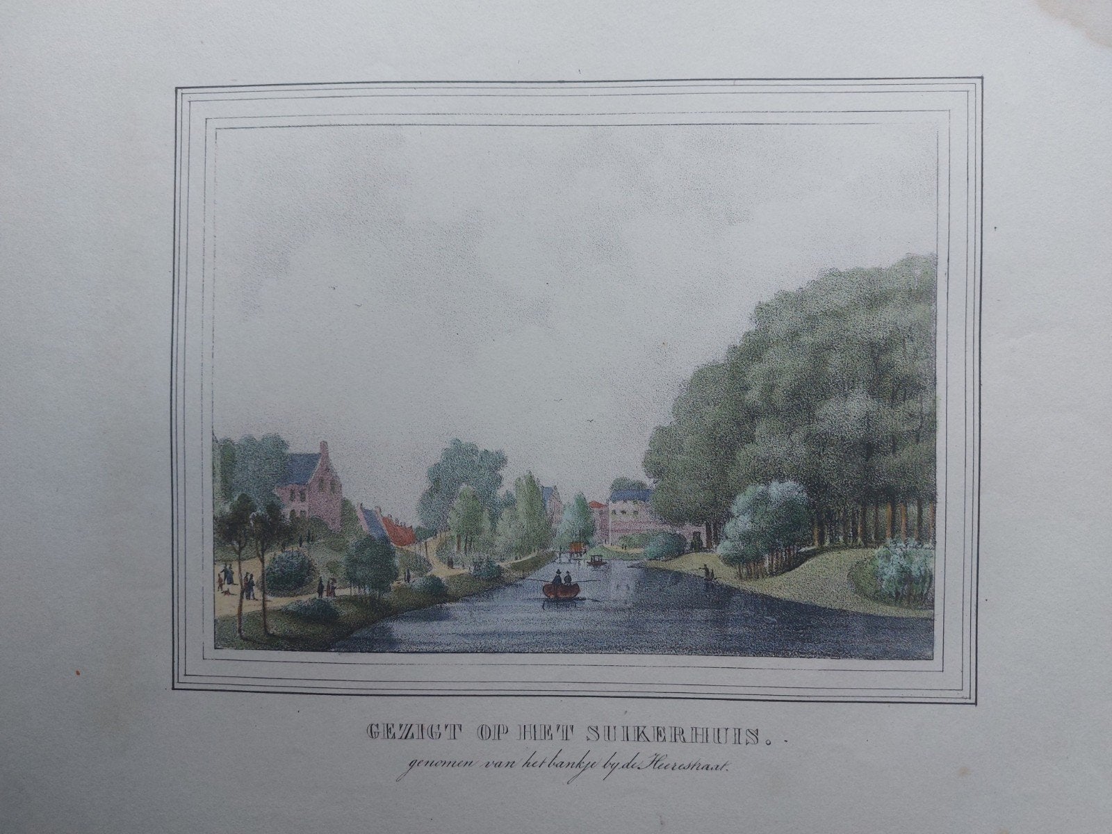 9 / Suikerhuis bij Heerestraat Utrecht Orig. steendruk 1830, Gesigneerd in de plaat, Ophalen of Verzenden, Kaarten en plattegronden