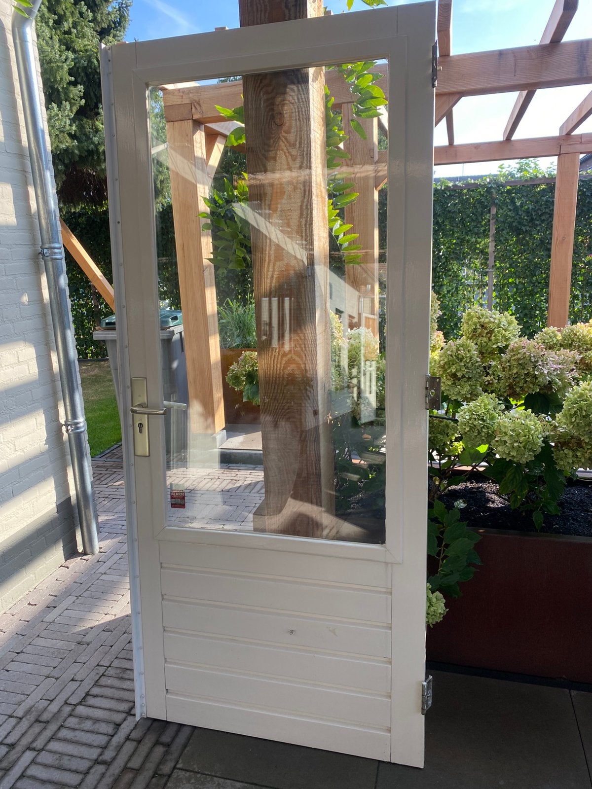 Achterdeur - Keukendeur 212x93x4 Meranti, Ophalen, Gebruikt, 80 tot 100 cm, Buitendeur