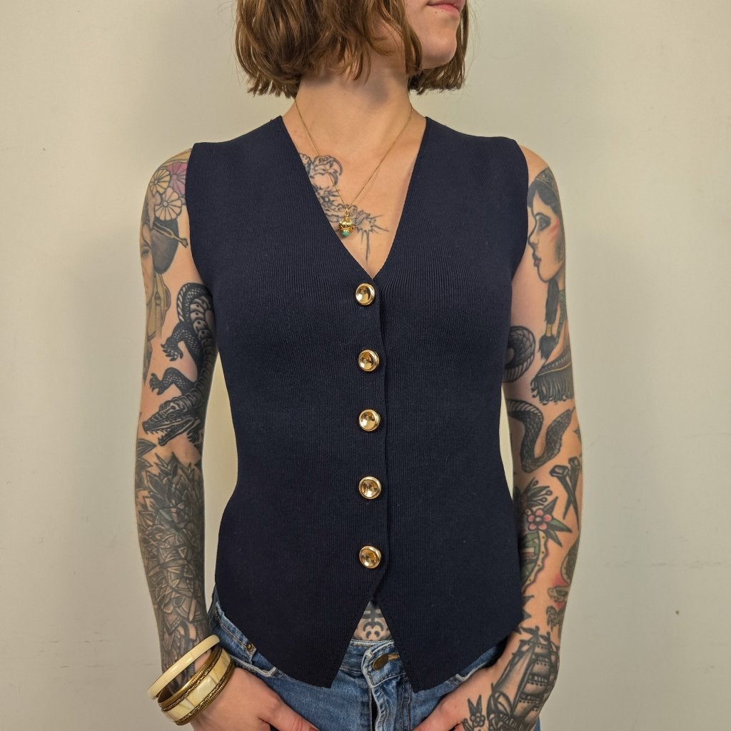 Zara Donkerblauw Gilet Dames S, Kleding | Dames, Tops, Blauw, Zara, Ophalen of Verzenden, Zo goed als nieuw