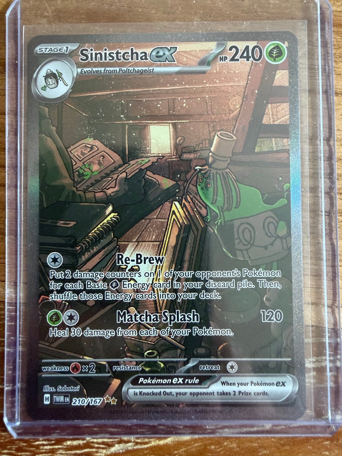 Sinistcha ex 210/167 Pokémon kaart Obsidian Flames, Verzenden, Zo goed als nieuw, Losse kaart, Foil