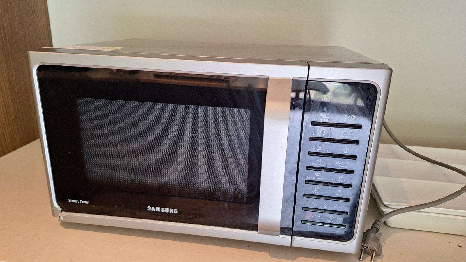 Samsung MC28H5015AS combimagnetron - beschadigd, Witgoed en Apparatuur, Ophalen, Combimagnetron, Gebruikt, Hete lucht