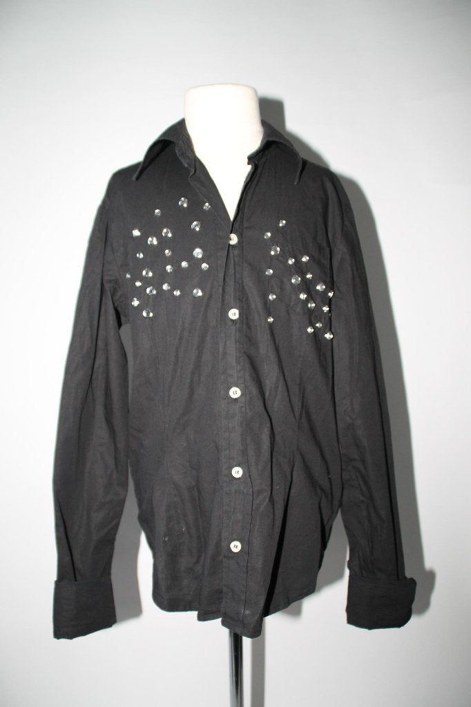 NOLITA zwarte blouse met blingbling 140 in ~~nieuw~~ staat, Verzenden, Zo goed als nieuw, Meisje, Overhemd of Blouse