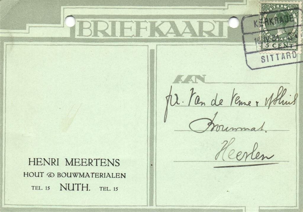 Henri Meertens, Nuth - 04.1931 - briefkaart, Ophalen of Verzenden, Briefkaart