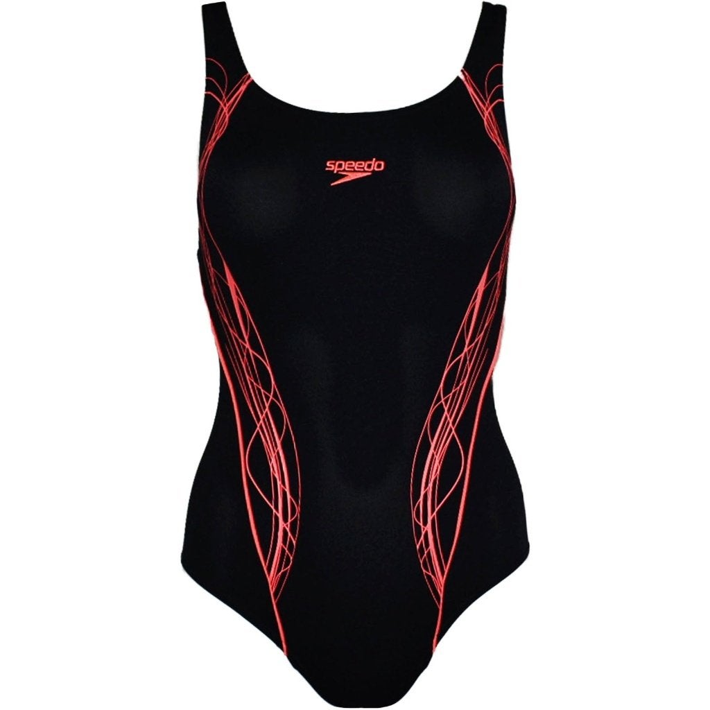 Speedo Panel Muscleback Badpak, Zwart Rood, maat 40, Verzenden, Zwart, Badpak, Speedo