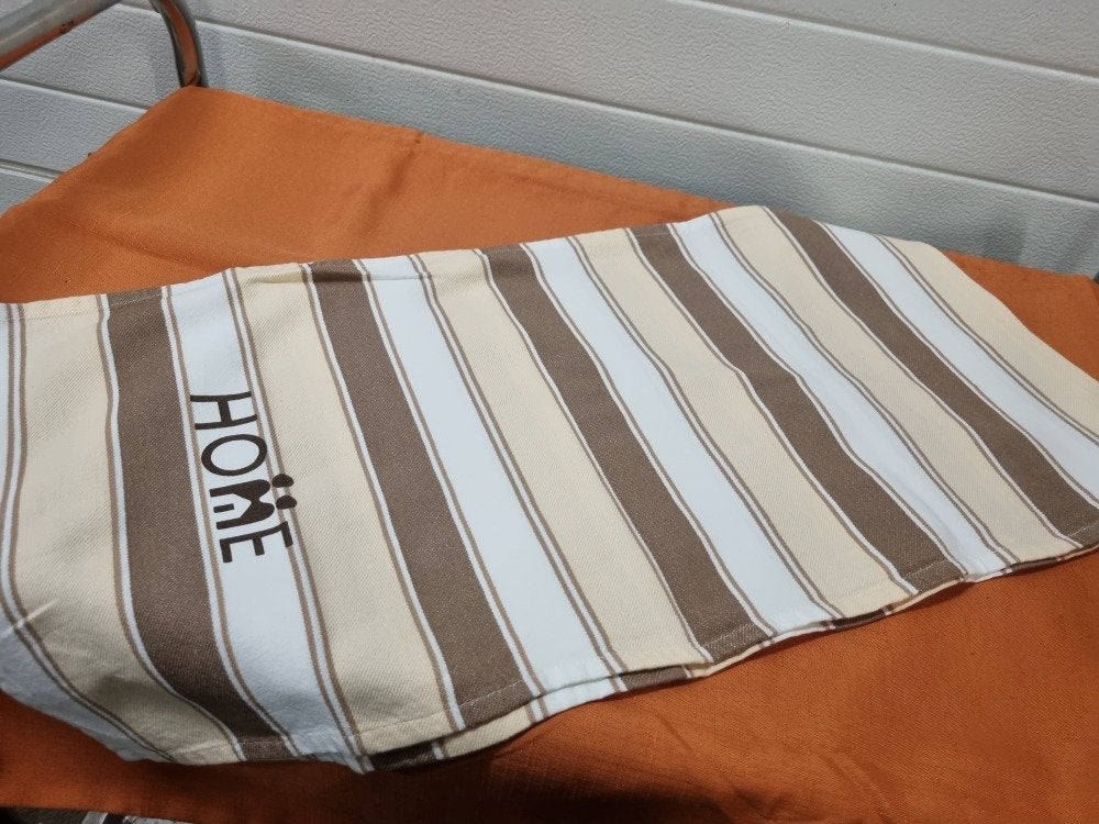 tafelloper gestreept bruin wit geel home, Ophalen of Verzenden, 'T Olde Gre-j, Info@toldegrej.nl, Endepoelstraat 20f Didam