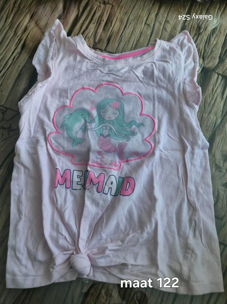Roze zeemeermin shirt maat 122, Ophalen of Verzenden, Gebruikt, Meisje, Shirt of Longsleeve