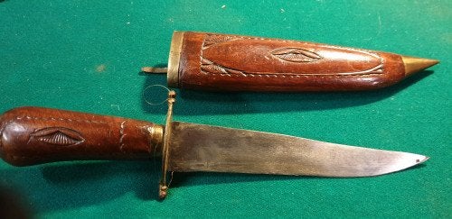 mes uit india, houten handvat en schede, Ophalen of Verzenden